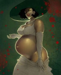 1girls alcina_dimitrescu big_breasts breasts cleavage female female_only glowing_eyes hat horror huge_belly large_breasts mature_female monster_girl pregnant pregnant_older_female ready_to_pop resident_evil resident_evil_8:_village sapphicbump schpog sci-fi science_fiction scifi solo solo_female survival vampire