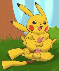 anal anal_orgasm anal_sex balls blush duo ejaculation feral feral_on_feral furry_only genitals hands-free hi_res looking_pleasured male male/male male_penetrated male_penetrating male_penetrating_male mincheeto nintendo no_humans open_mouth penetration pikachu pokémon_(species) pokemon video_games