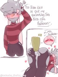 argentina_(countryhumans) ass ass_grab blush brazil_(countryhumans) countryhumans couple cum cum_inside gay kinky_naty leggings male translated