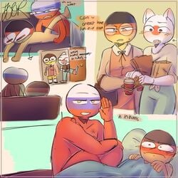 bedroom cat_ears comic couch countryhumans door gay germany germany_(countryhumans) grocery_bag house japan japan_(countryhumans) rusger russia russia_(countryhumans) stickman