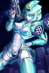 1girls alien alien_girl armor autobot blue_eyes breasts curvy curvy_body curvy_female curvy_figure curvy_hips cute cute_face erect_nipples exposed_breasts female female_focus female_only green_panties looking_at_viewer machine mechanical moonracer nipples pinup puffy_nipples robot robot_girl small_breasts solo solo_female solo_focus thick_legs thick_thighs transformers transformers_g1 white_body white_nipples white_skin