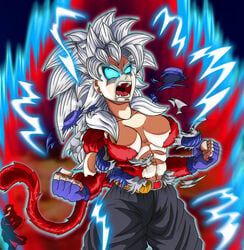 1girls 2020 abs angry areola areolae artist_name artist_request aura biceps blue_eyes blue_gloves breasts breasts_out cheezydaclown commission digital_drawing_(artwork) digital_media_(artwork) dragon_ball dragon_ball_xenoverse electricity fan_character female female_focus female_on_top female_only female_saiyan female_solo fingerless_gloves furious fury glowing_eyes lightning long_hair muscles muscular muscular_female oc original_character pants primal rage red_fur red_tail ripped_shirt roaring saiyan saiyan_tail sharp_teeth shiny shiny_breasts shiny_clothes shiny_hair shiny_skin solo solo_female solo_focus super_saiyan super_saiyan_4 tail thick torn_shirt watermark wembley_araujo white_hair yuuko_(wembley_araujo) yuuko_maebara