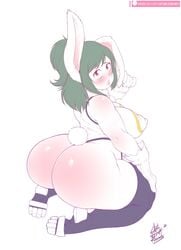 1girls ass bunny_ears captainjerkpants cute_face dat_ass female female_only green_hair huge_ass inko_midoriya looking_at_viewer mature_female milf miruko_(cosplay) mother my_hero_academia solo thick_thighs venus_body voluptuous wide_hips