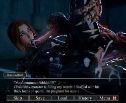 1girls 3d belly_bulge black_lipstick blender brown_hair clothed_female corset crossover cuff_(restraint) cum cum_in_mouth cum_in_pussy cum_inside eastern_and_western_character english_text extreme_french_kiss female fetish game_ui gun gun_holster hi_res high_resolution holster impregnation inflated_belly insertion interspecies interspecies_impregnation latex latex_clothing latex_hood latex_suit laying_on_side licker_(resident_evil) life_is_strange life_is_strange:_double_exposure lipstick max_caulfield max_caulfield_(double_exposure) monster monster_cock monster_on_female neck_corset overflowing_cum peril pistol resident_evil ripped_clothing rubber sex shiny_clothes skyebunny tentacle teratophilia text tight_clothing tongue umbrella_corporation visual_novel visual_novel_interface