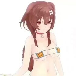 3d animated big_breasts bikini breasts brown_hair cute dog_ears dog_girl dog_tail hazel_eyes hololive hololive_gamers hololive_japan inugami_korone kemonomimi looking_at_viewer no_sound video virtual_youtuber