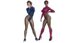 3d aerobics_clothing brown_pantyhose capcom claire_redfield excercise female female_focus female_human female_only heels heels_fetish high_heels human jill_valentine jill_valentine_(sasha_zotova) legs legwarmers legwear leotard makeup nylons pantyhose pose resident_evil resident_evil_2 resident_evil_2_remake resident_evil_3 resident_evil_3_remake shiny_thighs stockings tease teasing teejay_x tights twitter_username