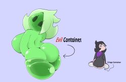 2girls angry ass ass_bigger_than_head ass_focus big_ass big_breasts big_butt big_thighs breasts butt_focus donita_(donitaverde23) donita_nsfw donita_slime_(donitaverde23) evil_container human meme mob_face oc original_character original_characters self_insert slime slime_girl smile smile_at_viewer thick_ass thick_legs thick_thighs thighs