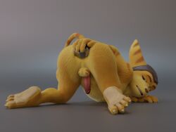 1boy 2025 3d 4_toes ass ass_up balls barefoot big_ass erection face_down_ass_up gay green_eyes grey_background male male_only no-name-no-problem paws penis ratchet_(ratchet_and_clank) ratchet_and_clank simple_background solo tagme tail video_games yaoi