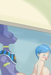 all_fours beerus bent_over blush bulma_briefs caught doggy_style dragon_ball dragon_ball_super female from_behind interspecies naked nude penetration public setthh98 sex shocked