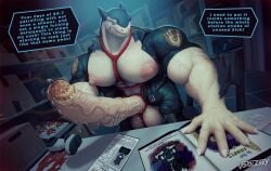 animal_genitalia arm_hair balls big_penis body_hair bondage bound chest_hair clothing equine_genitalia foreskin generation_2_pokemon genitals hairy_balls hi_res huge_cock hyper hyper_genitalia hyper_penis kevin_(voidlesky) lucas_(voidlesky) male muscular muscular_male nintendo nipples penis pokemon pokemon_(species) police police_officer police_uniform restraints rope rope_bondage smegma typhlosion uniform vein veiny_muscles veiny_penis voidlesky