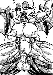 ahe_gao big_breasts big_penis black_and_white bns_arts cum cum_in_pussy cum_inside female male muscle muscular muscular_female rouge_the_bat sex sonic_(series) stomach_bulge t.n. t.n._(artist)