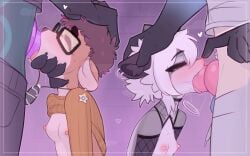 american_opossum animal_genitalia animal_penis anthro armwear breasts canine_genitalia canine_penis cephalopod cerf clothed clothing clothing_lift coleoid eyewear fellatio female female_penetrated fishnet_armwear fishnet_clothing fur genitals glasses grey_body grey_fur group hair hi_res hybrid kayla_(gfpossy) knot male male/female male_penetrating male_penetrating_female mammal marine marsupial mollusk mustelid neryth_(zombiecowherd) octopodiform octopus oral otter penetration penile penis reptile riley_delmare river_otter scalie sex short_hair skinny_anthro skinny_female slim small_breasts snake sweater sweater_lift thalassophilia_(zombiecowherd) topwear wearing_glasses white_hair