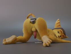 1boy 2025 3d 4_toes ass ass_up balls barefoot big_ass erection face_down_ass_up gay green_eyes grey_background male male_only no-name-no-problem paws penis ratchet_(ratchet_and_clank) ratchet_and_clank simple_background solo tagme tail video_games yaoi