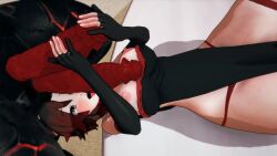 1girls 1monster 3d black_hair black_hair_female breasts dress erect_penis grimm_(rwby) indrick_[artist] licking_penis monster monster_cock monster_on_female red_highlights ruby_rose rwby showing_breasts silver_eyes two_cocks