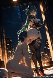 1boy 1girl ai_assisted ai_generated ass bangs bdsm black_gloves black_hair black_legwear blue_hair breasts curvaceous curvy curvy_female curvy_figure earrings elbow_gloves female femdom full_moon garter_straps gloves hair_ornament hetero high_heels honkai_(series) honkai_impact_3rd large_breasts long_hair looking_back miyuai moon night night_sky nipples nude penis red_eyes sky starry_sky thick thick_ass thick_butt thick_hips thick_legs thick_thighs thighhighs thighs very_long_hair vita_(honkai_impact) voluptuous voluptuous_female wide_hips wide_thighs window
