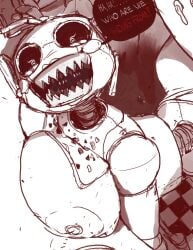 1girls animatronic animatronic_female breasts chicken chicken_girl creepy female five_nights_at_freddy's five_nights_at_freddy's_2 fnaf nipples phasianid robot robot_girl scary scottgames seanmalikdesigns sharp_teeth solo toy_chica_(fnaf) yellow yellow_skin