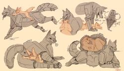 absurd_res anthro artan_(artankatana) belly between_thighs big_belly bodily_fluids canid canine drooling duo fennec_fox feral fox head_lick hi_res inside_stomach internal licking machine makar-ro male male/male male_prey mammal nuntis_(nuntis) onomatopoeia open_mouth oral_vore pinned pinned_to_ground riding riding_on_back robot robot_feral running saliva simple_background size_difference sound_effects stomach_bulge text tongue tongue_out true_fox vore
