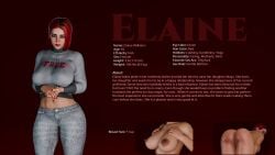 1girls ass big_ass big_breasts big_tits breast_chart breast_size breasts character_bio character_profile character_sheet cup_size curvy elaine_(slyxxx24) f_cup green_eyes high_resolution lipstick mature mature_female mature_woman measurements milf milf_body mother original original_character original_characters profile red_hair slyxxx24 tagme text thick_thighs uncensored voluptuous