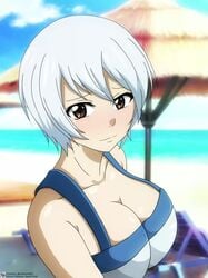 1girls absurd_res animated beach big_breasts big_nipples blue_hair breasts color colored cute edited fairy_tail full_color nipples no_sound nude outdoors short_hair shorter_than_10_seconds shorter_than_30_seconds solo space-panda tagme video yukino_aguria