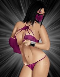 1girls 2d assassin black_hair busty cleavage deviantart digital_media_(artwork) dragonlord720 edenian hourglass_figure kunoichi light-skinned_female light_skin mask mileena monster monster_girl mortal_kombat netherrealm_studios ninja panties tarkatan thong voluptuous