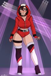 1futa boots breasts bulge clothed clothing dickgirl full_body futa_only futanari high_heel_boots high_heels hoodie human intersex jacket looking_at_viewer mostly_clothed penis ruby_rose rwby shadowboxer solo standing