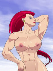 1girls big_breasts female female_only hijodekrypton human human_only jessie_(pokemon) muscular_female pokemon solo team_rocket