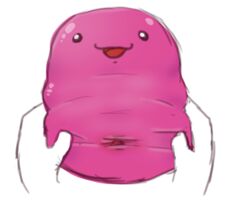 anthro disembodied_hand female genitals goo_creature kkitten open_mouth pink_slime pink_slime_(slime_rancher) pussy simple_background slime_rancher smile spreading video_games white_background