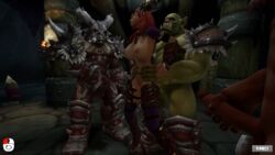 3boys 3d alexstrasza animated auril_(artist) boots breasts dark-skinned_male dark_skin dragon_girl dragon_horns female gif golden_eyes green_skin horn horns indoors interspecies jewelry light-skinned_female light_skin long_eyebrows long_hair long_hair_female male male/female masturbation multiple_boys orc orc_(warcraft) orc_male red_hair sex standing_sex thigh_boots world_of_warcraft