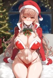 ai_generated artist_request big_breasts bikini goddess_of_victory:_nikke rapi_(nikke) santa_hat