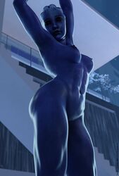 1girls 3d 3d_(artwork) abs asari bioware blue_skin breasts female female_focus female_only liara_t'soni major_guardian mass_effect solo