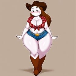 blush boots booty_shorts farmgirl let_me_explain_studios mouthless no_mouth rebecca_parham shorts thick_thighs