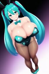 1girls adorable ai_generated alternate_breast_size big_breasts black_leotard blue_eyes blue_hair blunt_bangs bowtie breasts bunnysuit busty covered_navel curvaceous curvy cute detached_collar female female_only fishnet_pantyhose fishnets hatsune_miku high_heels highleg highleg_leotard hourglass_figure large_breasts latex light-skinned_female long_hair looking_at_viewer nai_diffusion pantyhose playboy_bunny plump smile solo solo_female solo_focus stable_diffusion standing strapless strapless_leotard thighband_pantyhose twintails vocaloid voluptuous wide_hips