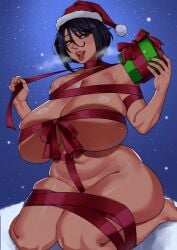 big_breasts christmas huge_breasts strongmoist voluptuous voluptuous_female