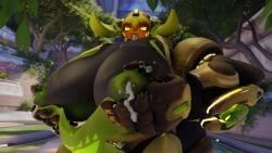 big_breasts blizzard_entertainment female huge_breasts lactating larger_female omnic orisa overwatch overwatch_2 snips456fur