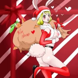 1girls big_ass big_breasts bob_cut brown_eyes carrot_(one_piece) christmas female female_only heart humanoid one_piece rabbit rabbit_ears rabbit_girl rabbit_humanoid rabbit_tail red_eyes samanta95 santa_costume santa_hat thighs yellow_hair