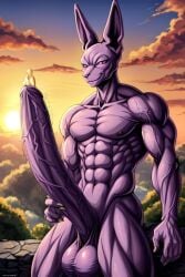 ai_generated beerus big_balls big_penis dragon_ball_super excessive_size hyper_penis long_penis muscular veins_on_dick veiny_muscles veiny_penis