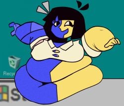 black_hair blue_skin blue_skinned_female chubby chubby_female ena ena_(series) fat_female female female_focus female_only furaffinity joel_g squishypsycho thick thick_female windows_95 yellow_skin yellow_skinned_female