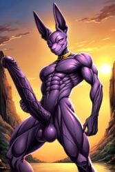 1boy ai_generated beerus big_balls big_penis dragon_ball_super excessive_size hyper_penis long_penis muscular veins_on_dick veiny_muscles veiny_penis