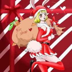 1girls big_ass big_breasts bob_cut brown_eyes carrot_(one_piece) christmas female female_only heart humanoid one_piece rabbit rabbit_ears rabbit_girl rabbit_humanoid rabbit_tail red_eyes samanta95 santa_costume santa_hat thighs yellow_hair