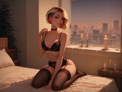after_fellatio ai_generated cum cum_in_mouth cum_on_face gwen_stacy lingerie marvel marvel_comics
