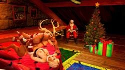 2boys breasts_out christmas deer_humanoid elizabeth_comstock female furry masturbation missionary_position pleasure_face santa_claus source_filmmaker twistedraven