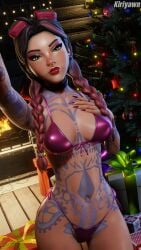 1girls 3d beach_jules bikini female female female_only fortnite fortnite:_battle_royale jules_(fortnite) kiriyawn long_nails looking_at_viewer makeup multicolored_hair painted_nails selfie septum_piercing solo solo_female tagme tattoo tattoos