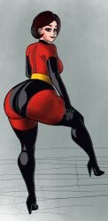 big_ass big_breasts elastigirl enormous_ass gigantic_ass high_heels huge_ass looking_at_viewer masochistmaverick milf pose short_hair sideboob smile thighhighs thin_waist tights