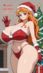 again_mr.b ai_generated christmas_outfit female female_only nami_(one_piece) one_piece