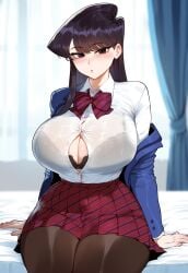 ai_generated black_eyes black_hair creamy_ai curvy curvy_female female female_only komi-san_wa_komyushou_desu komi_can't_communicate komi_shouko long_hair solo tagme