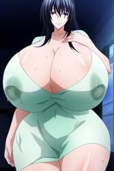 beautiful big_ass black_hair female_only green_dress high_school_dxd huge_ass huge_breasts long_hair oc