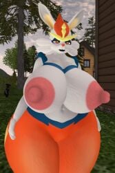 big_ass big_breasts breasts bubble_butt cinderace cleavage female ferialexonar furry huge_ass huge_breasts nipples pokemon tagme thick_thighs wide_hips