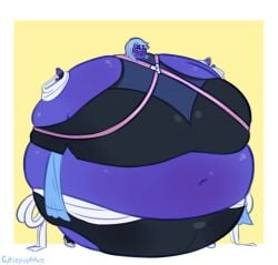 1girls aqua_(kingdom_hearts) blue_hair blue_skin blueberry_inflation cutiepopblue disney immobile inflation kingdom_hearts kingdom_hearts_birth_by_sleep navel spherical_inflation square_enix sunken_limbs tagme