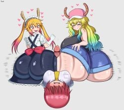 3girls ass_focus buttjob huge_ass kobayashi miss_kobayashi's_dragon_maid quetzalcoatl_(dragon_maid) souzhoru tagme tohru_(dragon_maid)