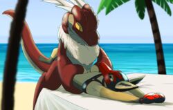 absurd_res anal anal_sex animal_mask anthro anthro_on_anthro anthro_penetrated anthro_penetrating anthro_penetrating_anthro beach belabor canid canine canis dragon duo female harness hi_res jackal male male/female male_penetrated mammal mask outside paw_mitts pegging penetration poetfox pup_mask seaside sex sex_toy sexotheque toying_partner